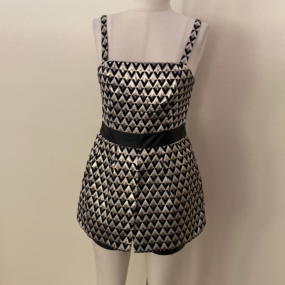 Mustard Seed Black and Silver Patterned Romper